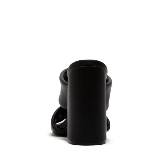 ⚡FINAL SALE! Black Vegan Leather Block Mule Heels - Picture 4 of 6